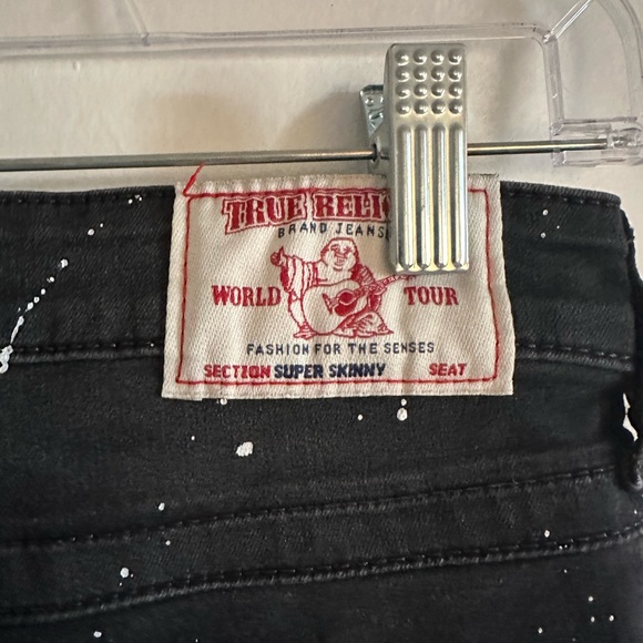 True Religion Black Splatter Paint Super Skinny Jeans size 26 EUC - Picture 6 of 9